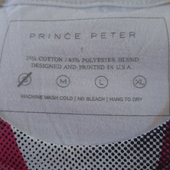 Prince Peter "World Champs" Printed Long Tee White Pink Small - Picture 3 of 4
